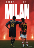 This is Milan poster showing Marco Materazzi and Rui Costa together against a red San Siro backdrop